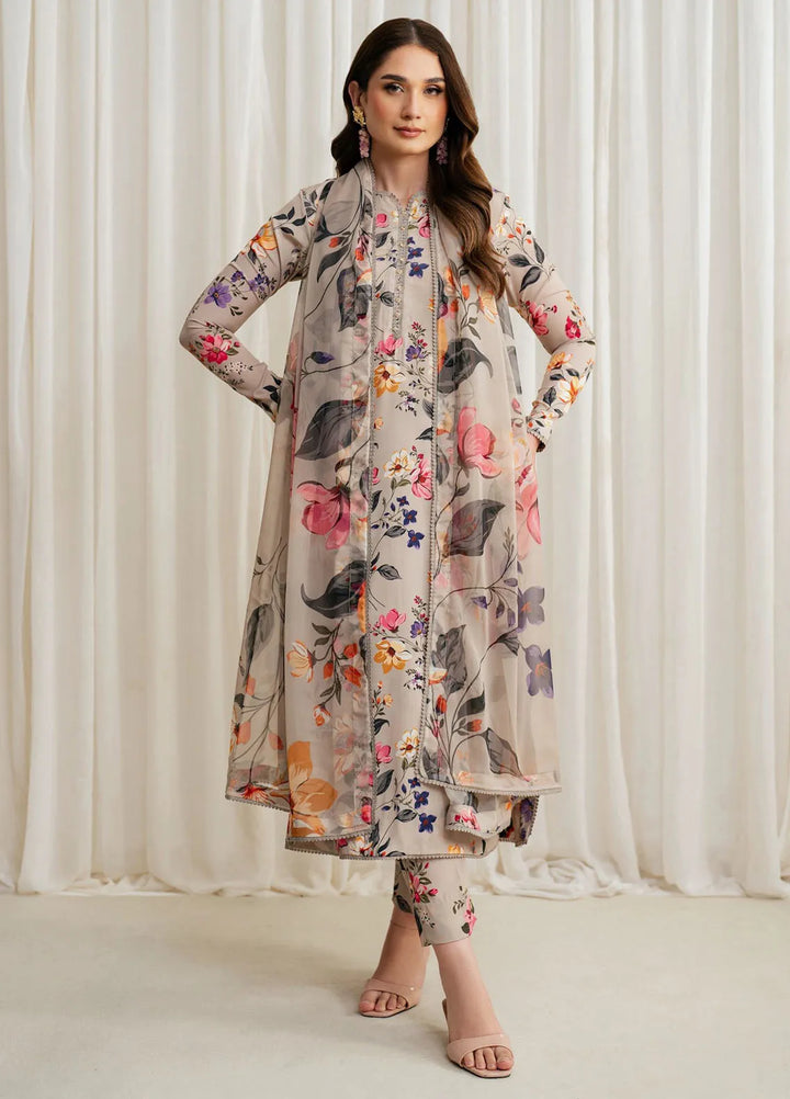 Prints by Zarif Printed Georgette Silk Suit Unstitched 3 Piece ZRF24P ZGS-05 Beige - Festive Collection