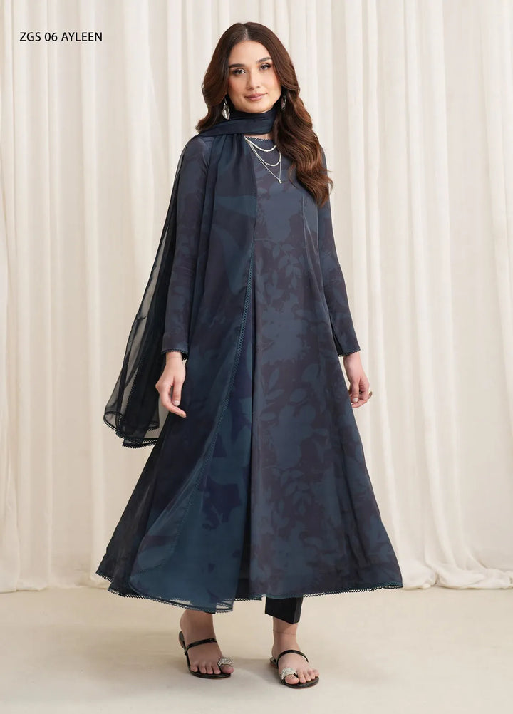 Prints by Zarif Printed Georgette Silk Suit Unstitched 3 Piece ZRF24P ZGS-06 Ayleen - Festive Collection