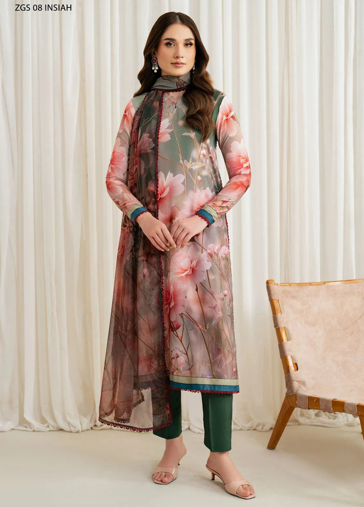 Prints by Zarif Printed Georgette Silk Suit Unstitched 3 Piece ZRF24P ZGS-08 Insiah - Festive Collection