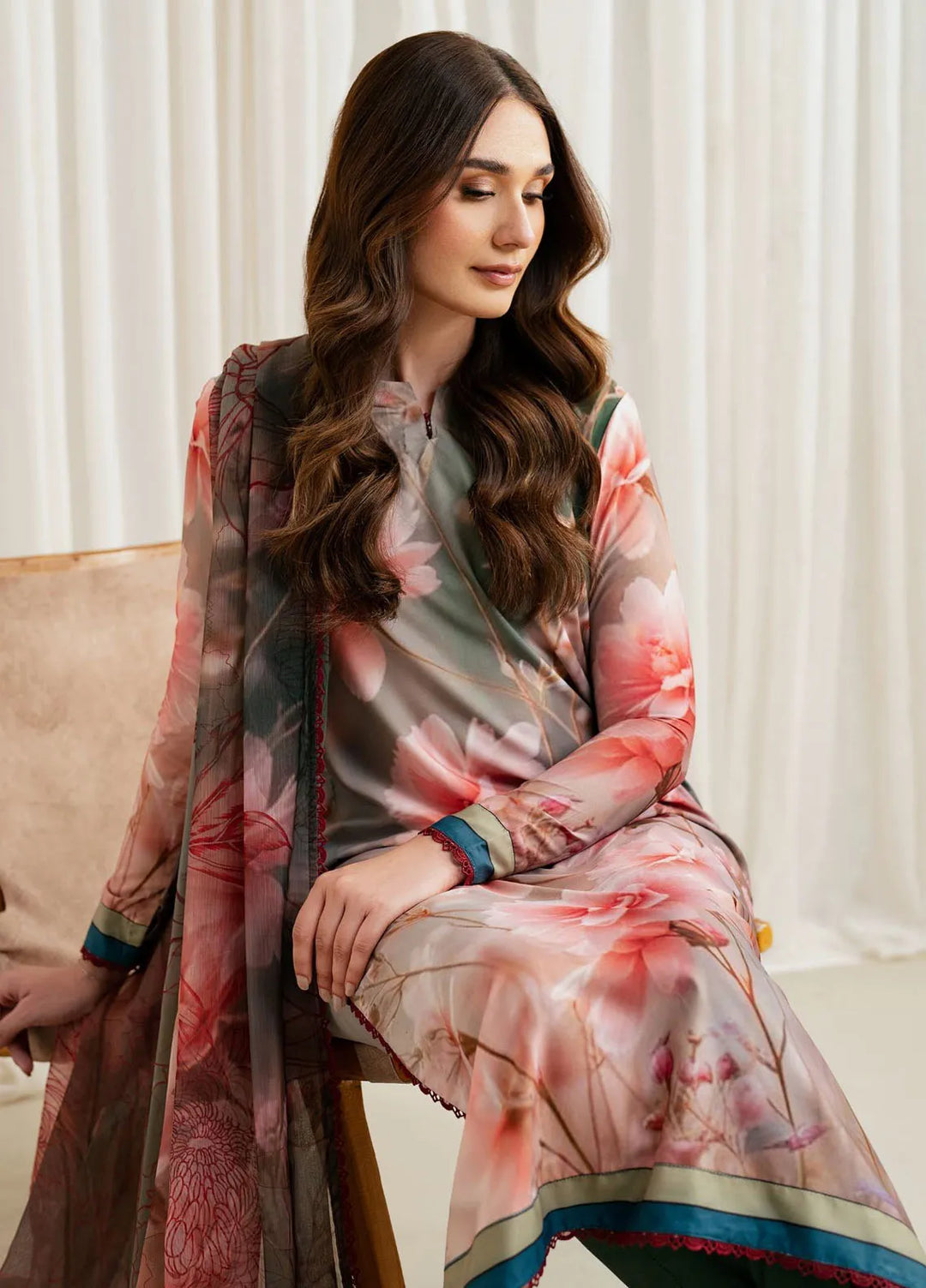 Prints by Zarif Printed Georgette Silk Suit Unstitched 3 Piece ZRF24P ZGS-08 Insiah - Festive Collection