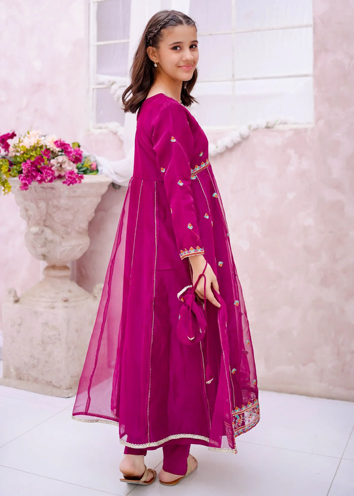 Modest Girls RTW Embroidered Organza 3 Piece Suit Purple Wedding Collection