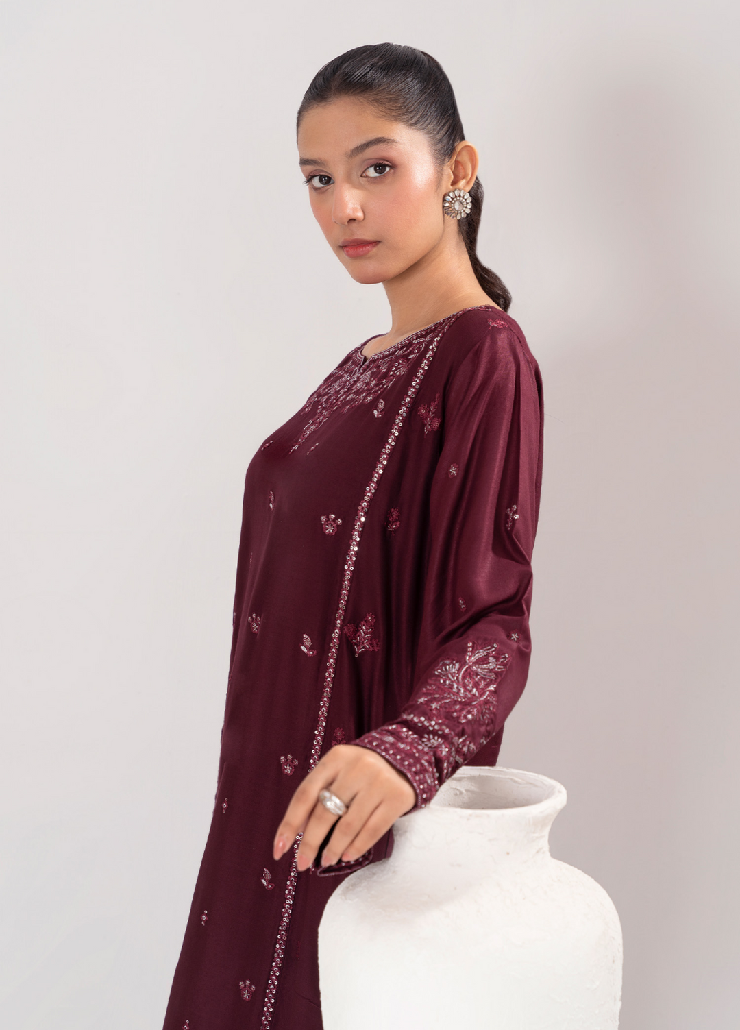 Lamhay by Haniya Mahnoor Pret Embroidered Linen 2 Piece Suit Hazel