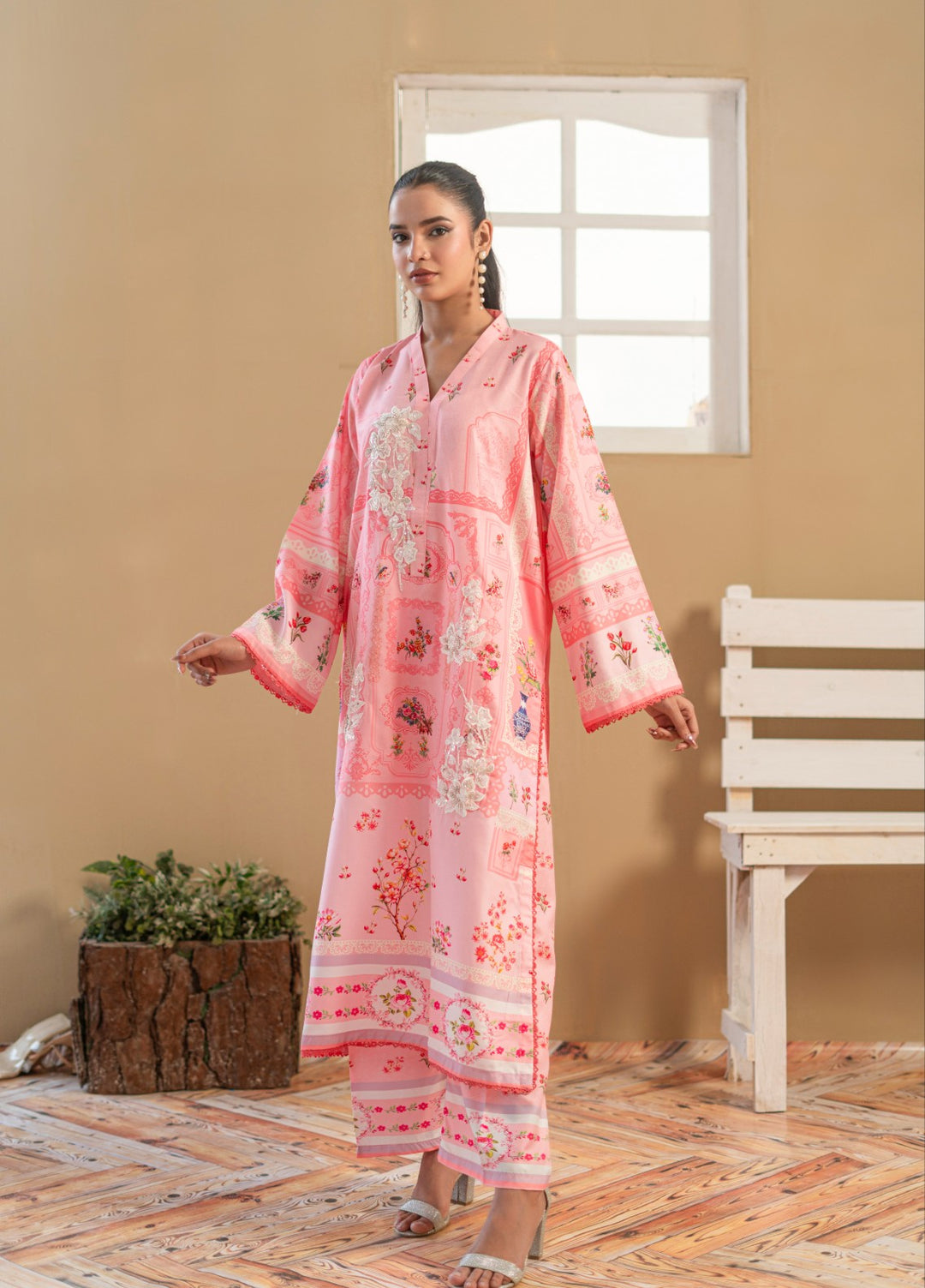 Madiha Gohar Pret Embroidered Malai Silk 2 Piece Suits Blushy Rose - Wedding Collection