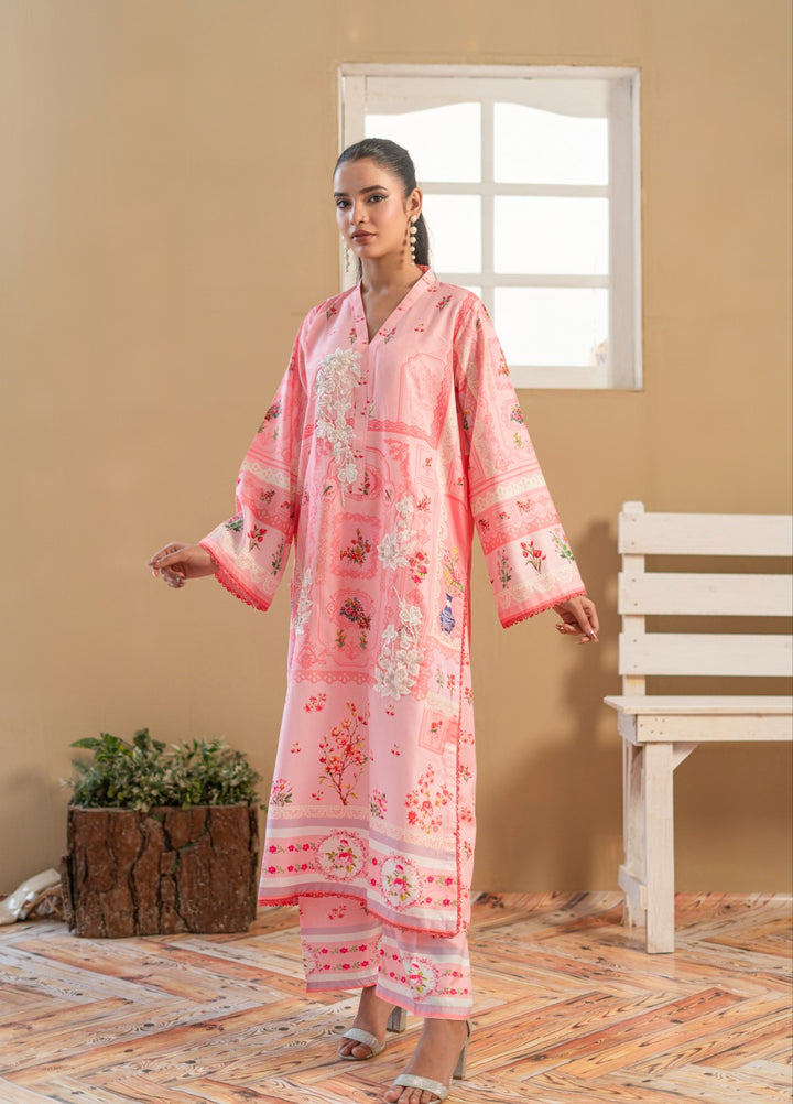Madiha Gohar Pret Embroidered Malai Silk 2 Piece Suits Blushy Rose - Wedding Collection