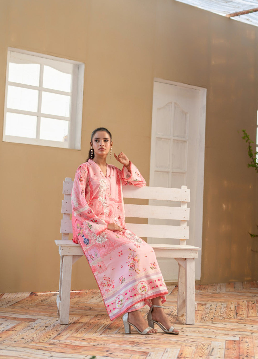 Madiha Gohar Pret Embroidered Malai Silk 2 Piece Suits Blushy Rose - Wedding Collection