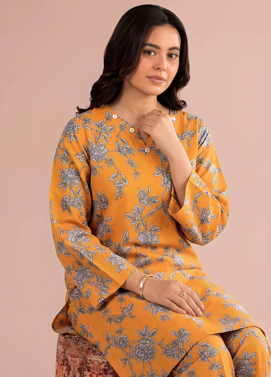 Stitching Cotton Women Pret Pure Cambric 2 Piece Printed Suit D-07 - SummerCollection