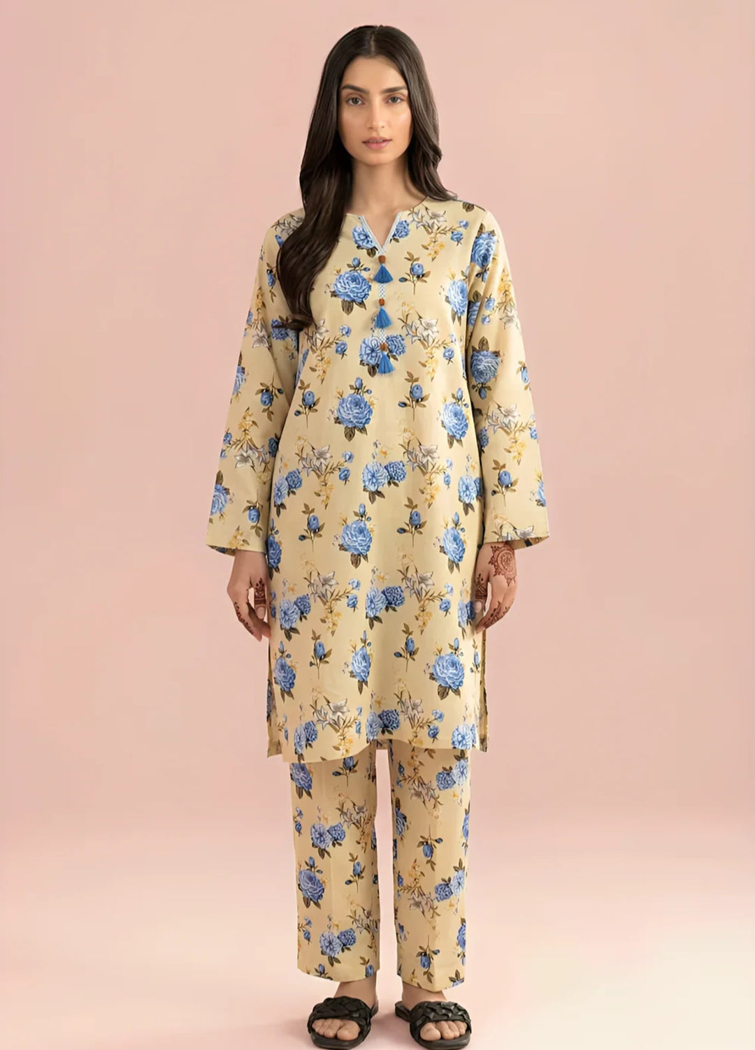 Stitching Cotton Women Pret Pure Cambric 2 Piece Printed Suit D-04 - SummerCollection