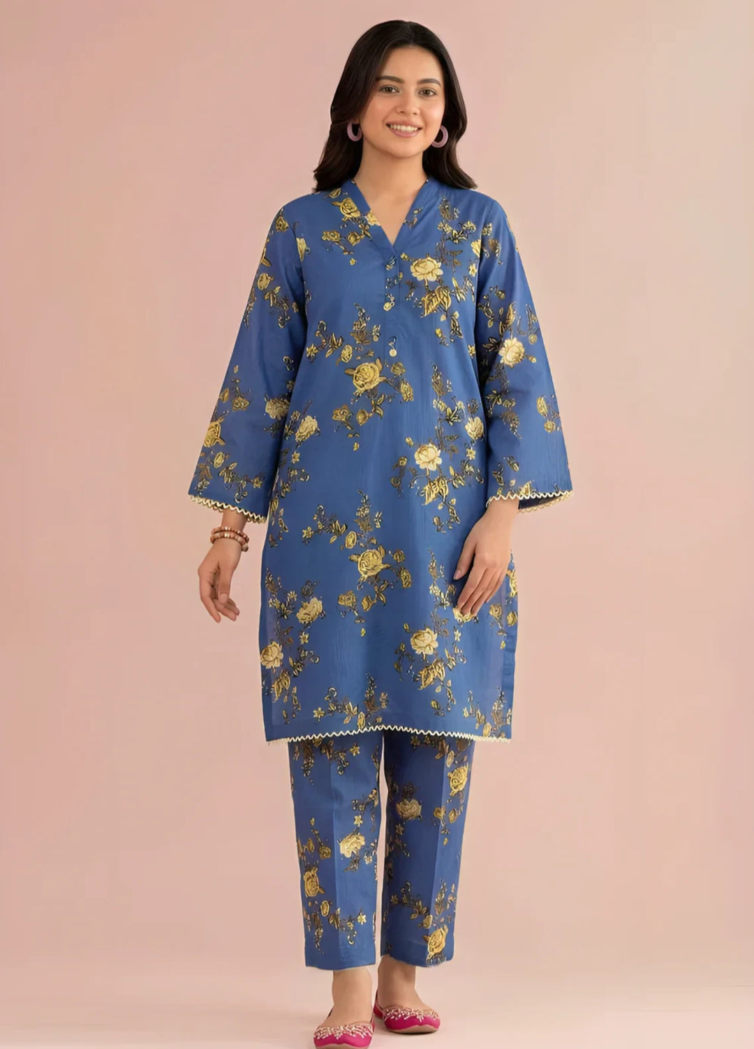 Stitching Cotton Women Pret Pure Cambric 2 Piece Printed Suit D-27 - SummerCollection
