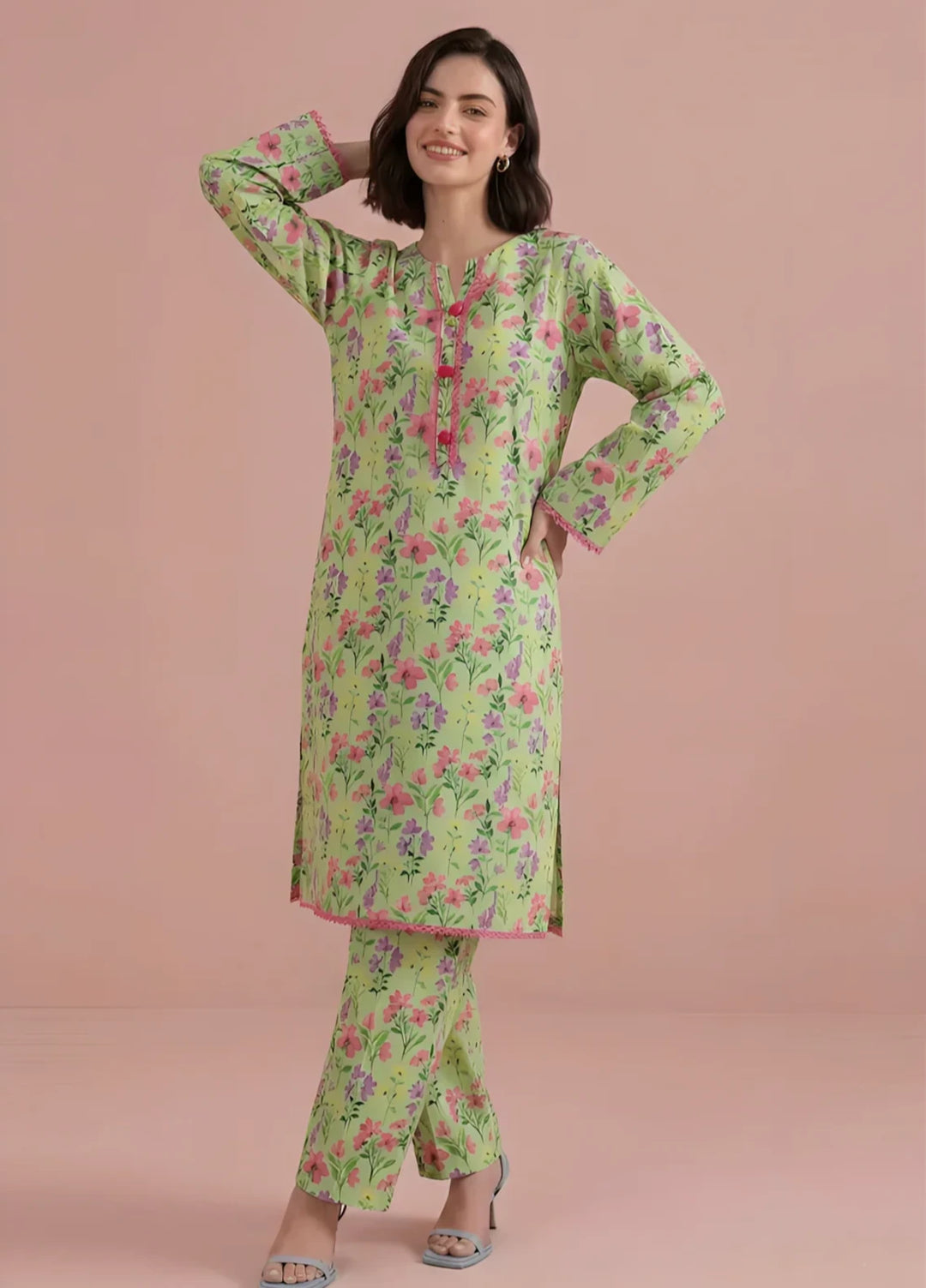 Stitching Cotton Women Pret Pure Cambric 2 Piece Printed Suit D-33 - SummerCollection
