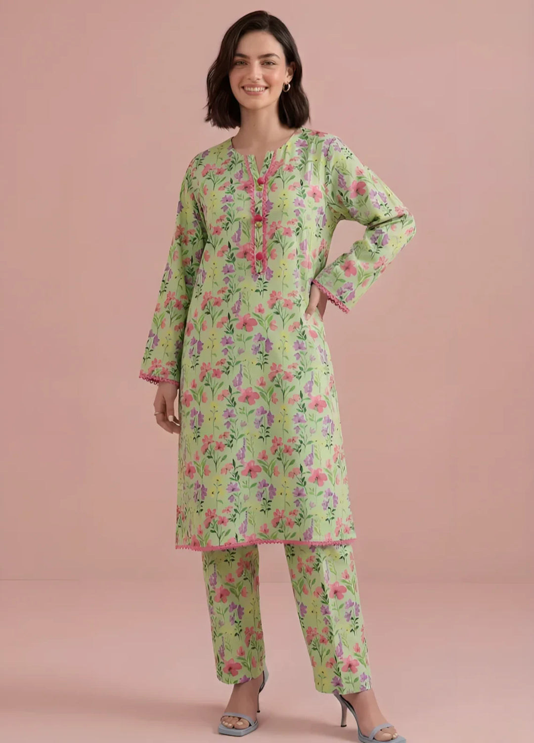 Stitching Cotton Women Pret Pure Cambric 2 Piece Printed Suit D-33 - SummerCollection