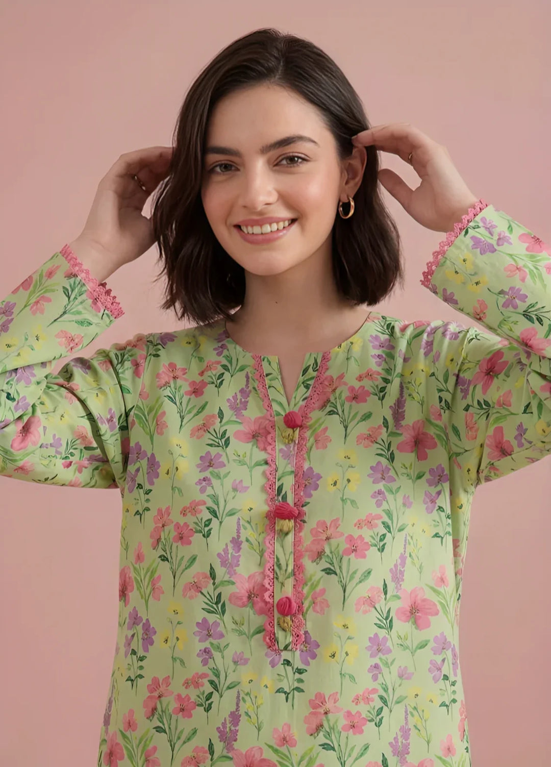 Stitching Cotton Women Pret Pure Cambric 2 Piece Printed Suit D-33 - SummerCollection