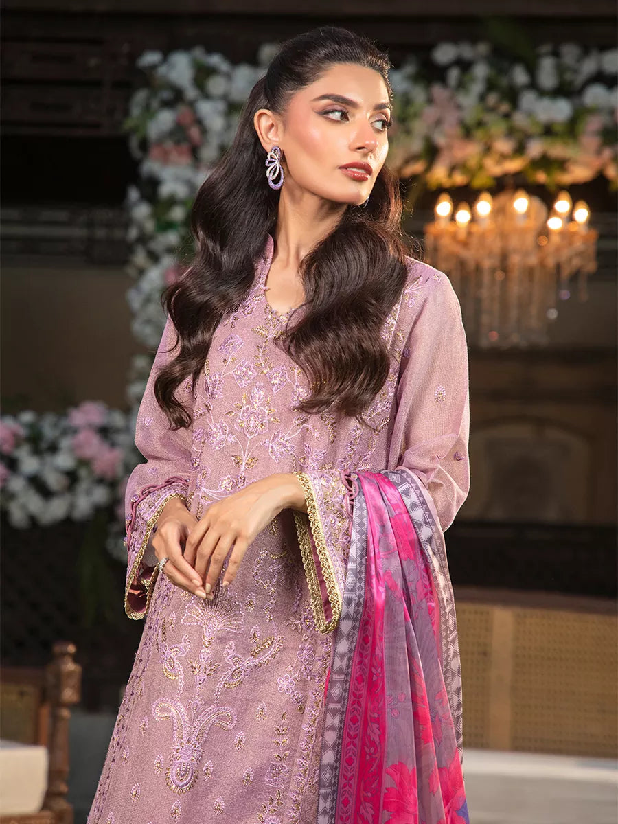 Jashn e Noor by Salitex Unstitched Embroidered 3 Piece Cotton Net SUNW7JI074 - Summer Collection