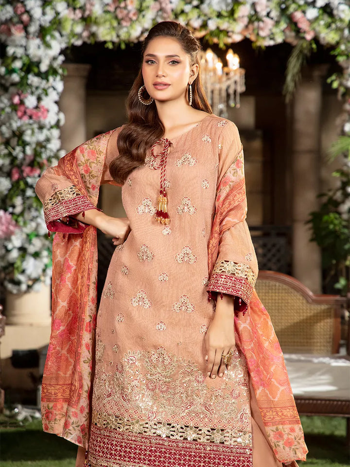 Jashn e Noor by Salitex Unstitched Embroidered 3 Piece Cotton Net SUNW7JI096 - Summer Collection