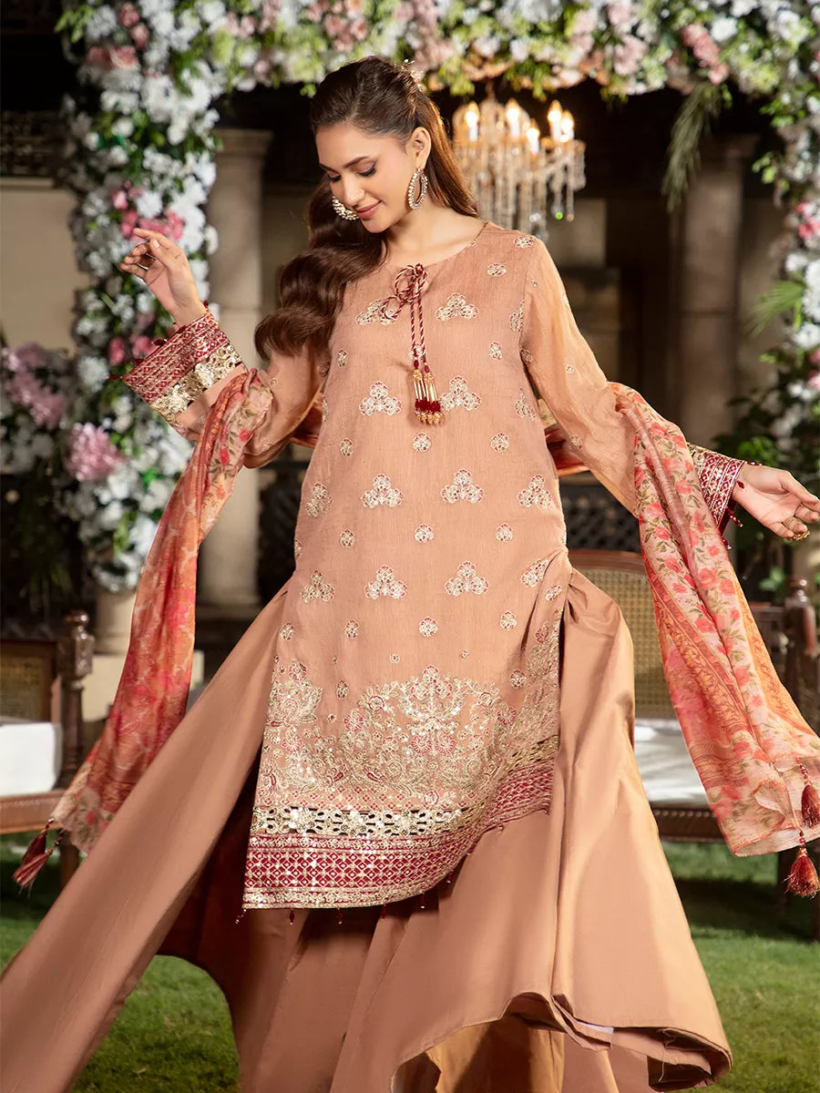 Jashn e Noor by Salitex Unstitched Embroidered 3 Piece Cotton Net SUNW7JI096 - Summer Collection