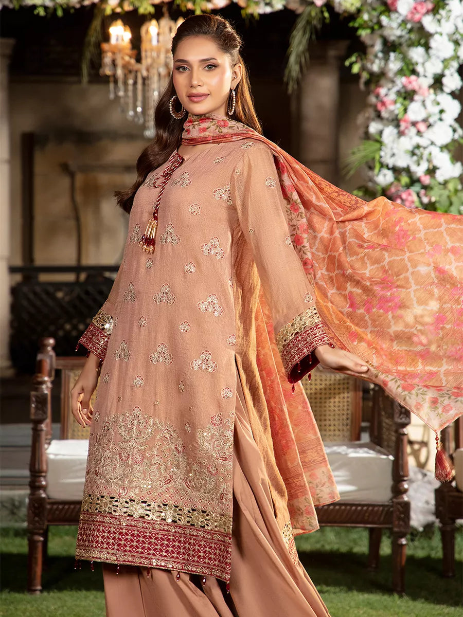 Jashn e Noor by Salitex Unstitched Embroidered 3 Piece Cotton Net SUNW7JI096 - Summer Collection