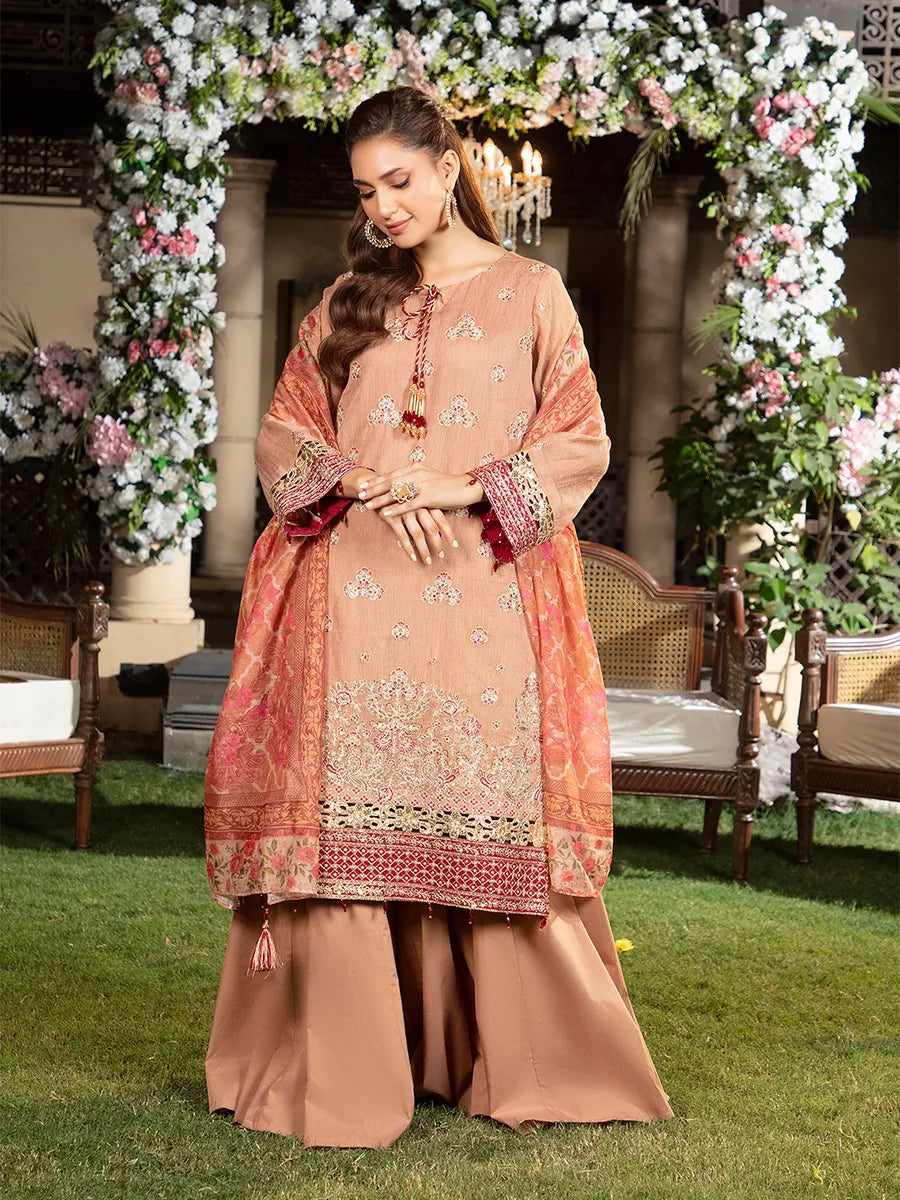 Jashn e Noor by Salitex Unstitched Embroidered 3 Piece Cotton Net SUNW7JI096 - Summer Collection