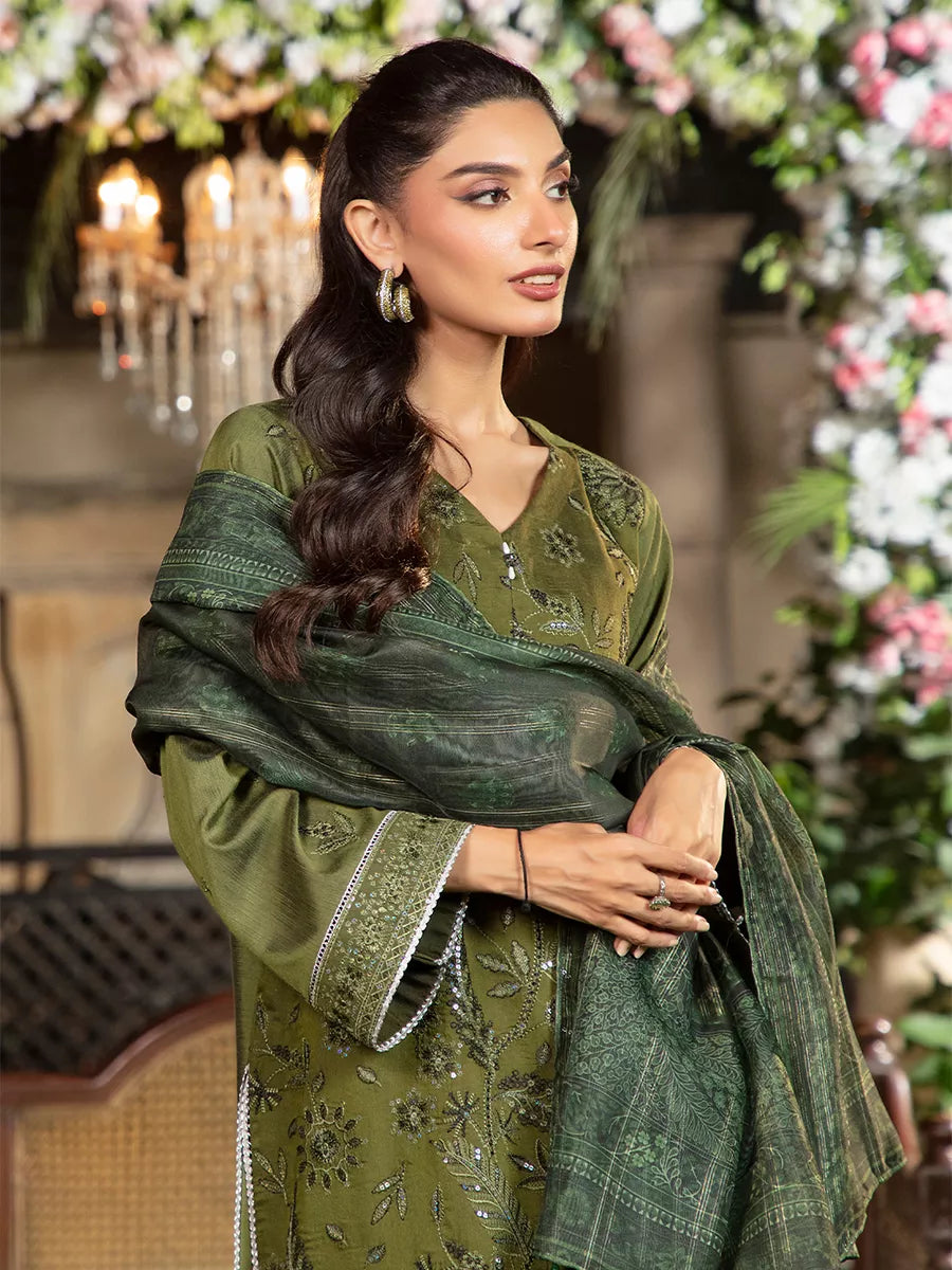 Jashn e Noor by Salitex Unstitched Embroidered 3 Piece Cotton Net SUNW7JI090 - Summer Collection