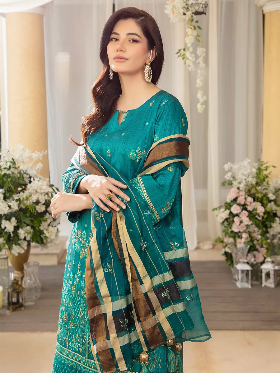 Jashn e Noor by Salitex Unstitched Embroidered 3 Piece Cotton Net SUNW7NO080 - Summer Collection