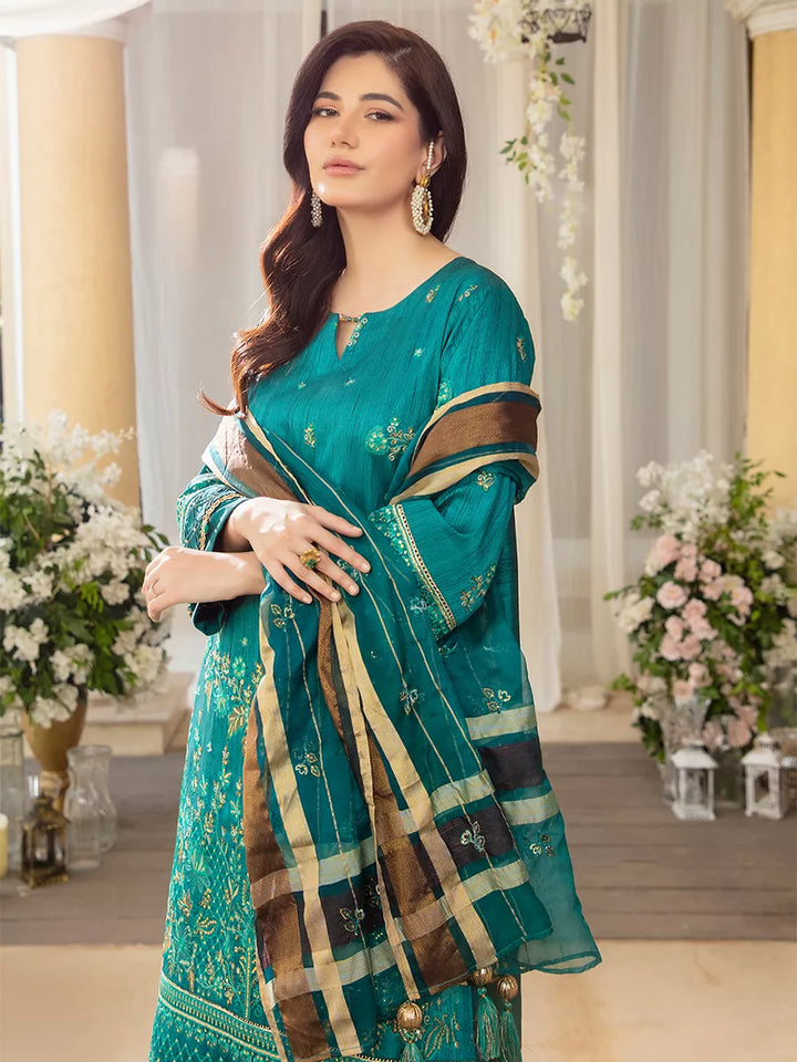 Jashn e Noor by Salitex Unstitched Embroidered 3 Piece Cotton Net SUNW7NO080 - Summer Collection
