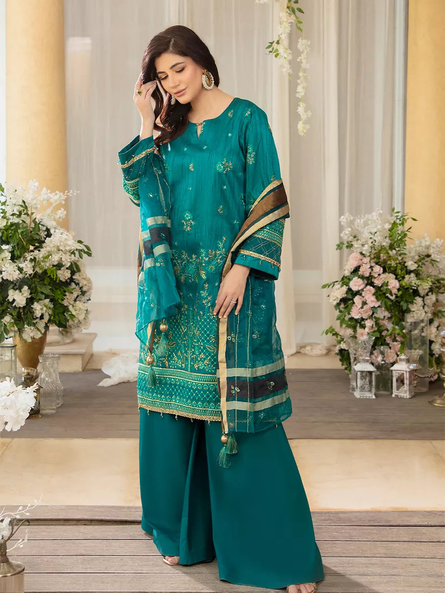 Jashn e Noor by Salitex Unstitched Embroidered 3 Piece Cotton Net SUNW7NO080 - Summer Collection