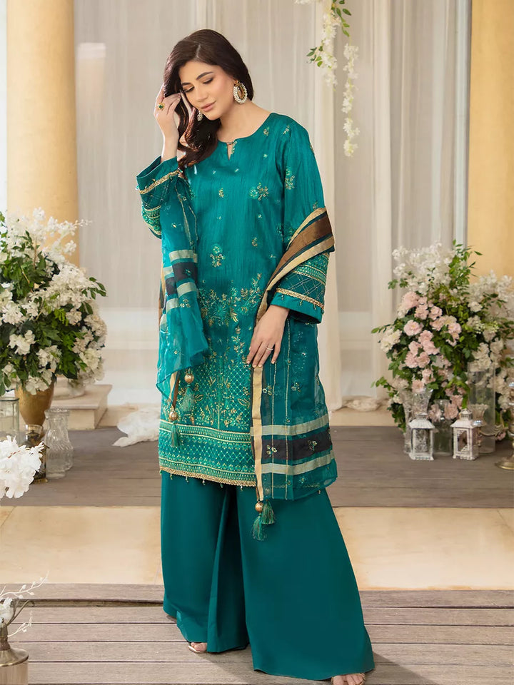 Jashn e Noor by Salitex Unstitched Embroidered 3 Piece Cotton Net SUNW7NO080 - Summer Collection