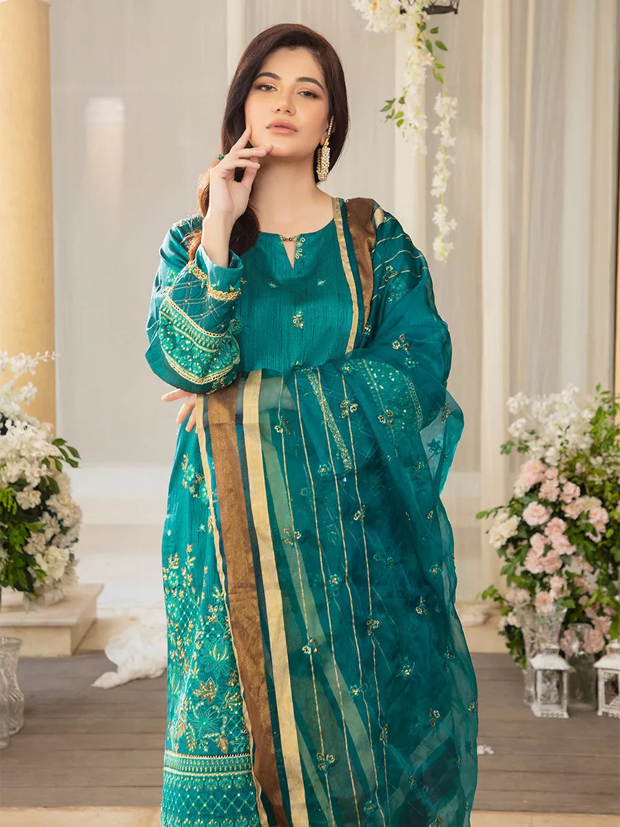 Jashn e Noor by Salitex Unstitched Embroidered 3 Piece Cotton Net SUNW7NO080 - Summer Collection
