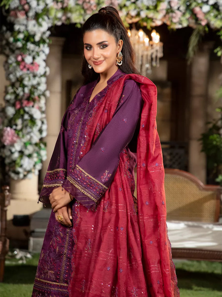 Jashn e Noor by Salitex Unstitched Embroidered 3 Piece Net SUNW7NO081 - Summer Collection