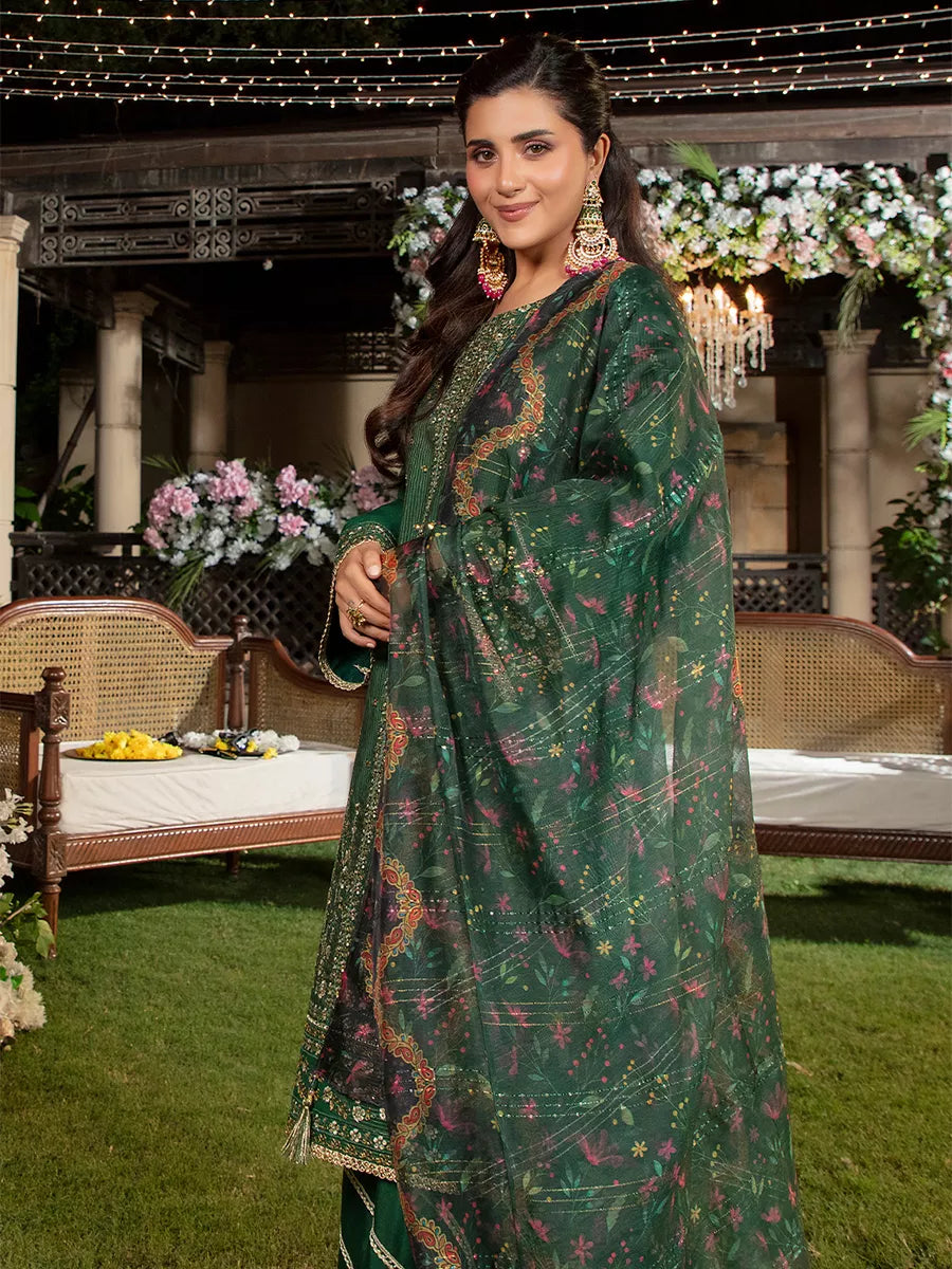 Jashn e Noor by Salitex Unstitched Embroidered 3 Piece Raw Silk SUNW7JI079 - Summer Collection