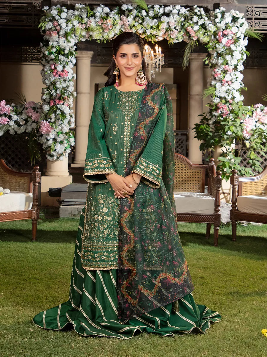 Jashn e Noor by Salitex Unstitched Embroidered 3 Piece Raw Silk SUNW7JI079 - Summer Collection
