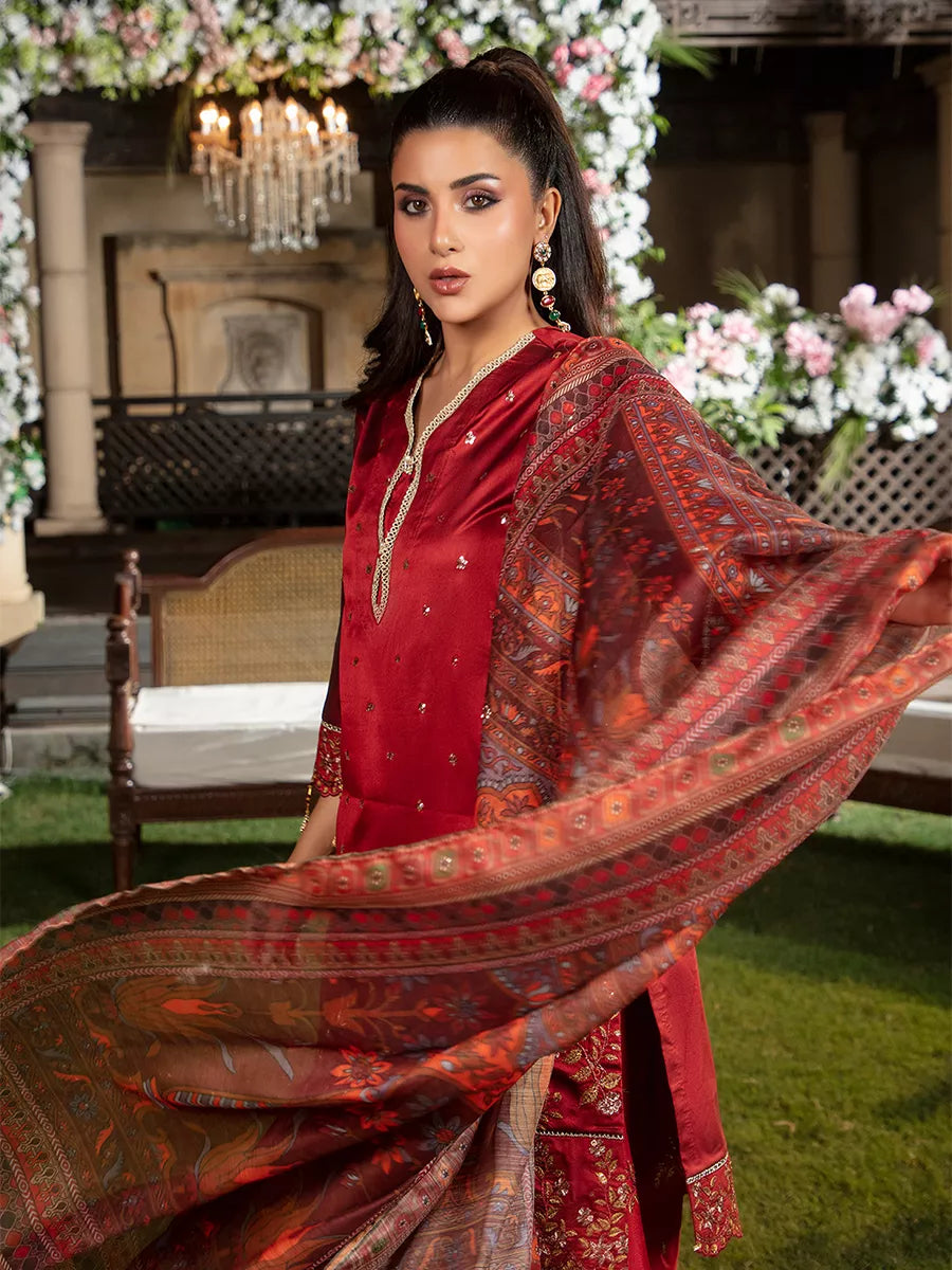 Jashn e Noor by Salitex Unstitched Embroidered 3 Piece Raw Silk SUNW7JI081 - Summer Collection