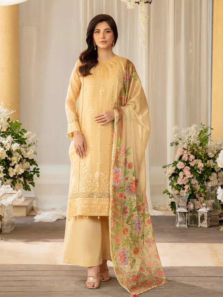 Jashn e Noor by Salitex Unstitched Embroidered 3 Piece Khaddi Net SUNW7JI073 - Summer Collection