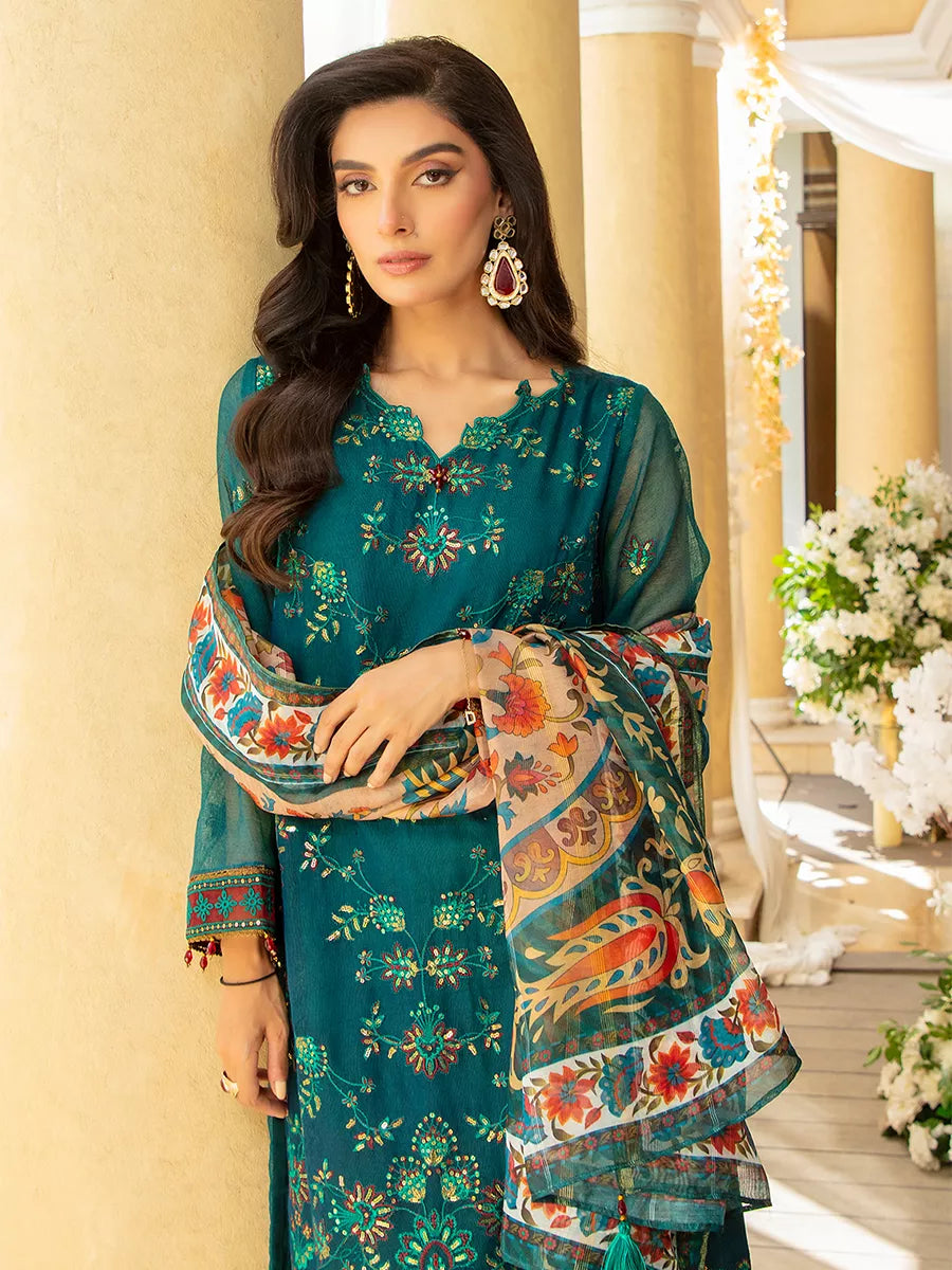 Jashn e Noor by Salitex Unstitched Embroidered 3 Piece Cotton Net SUNW7JI095 - Summer Collection