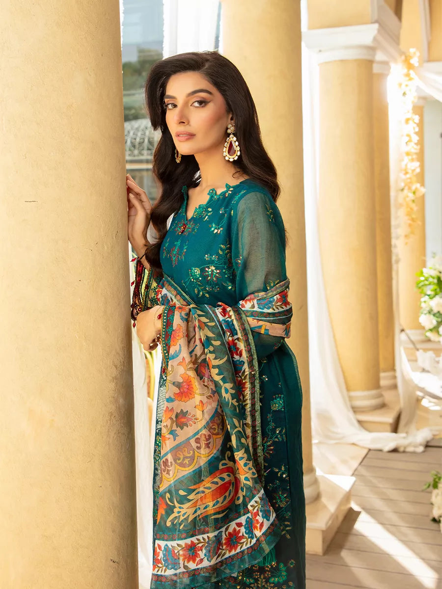 Jashn e Noor by Salitex Unstitched Embroidered 3 Piece Cotton Net SUNW7JI095 - Summer Collection