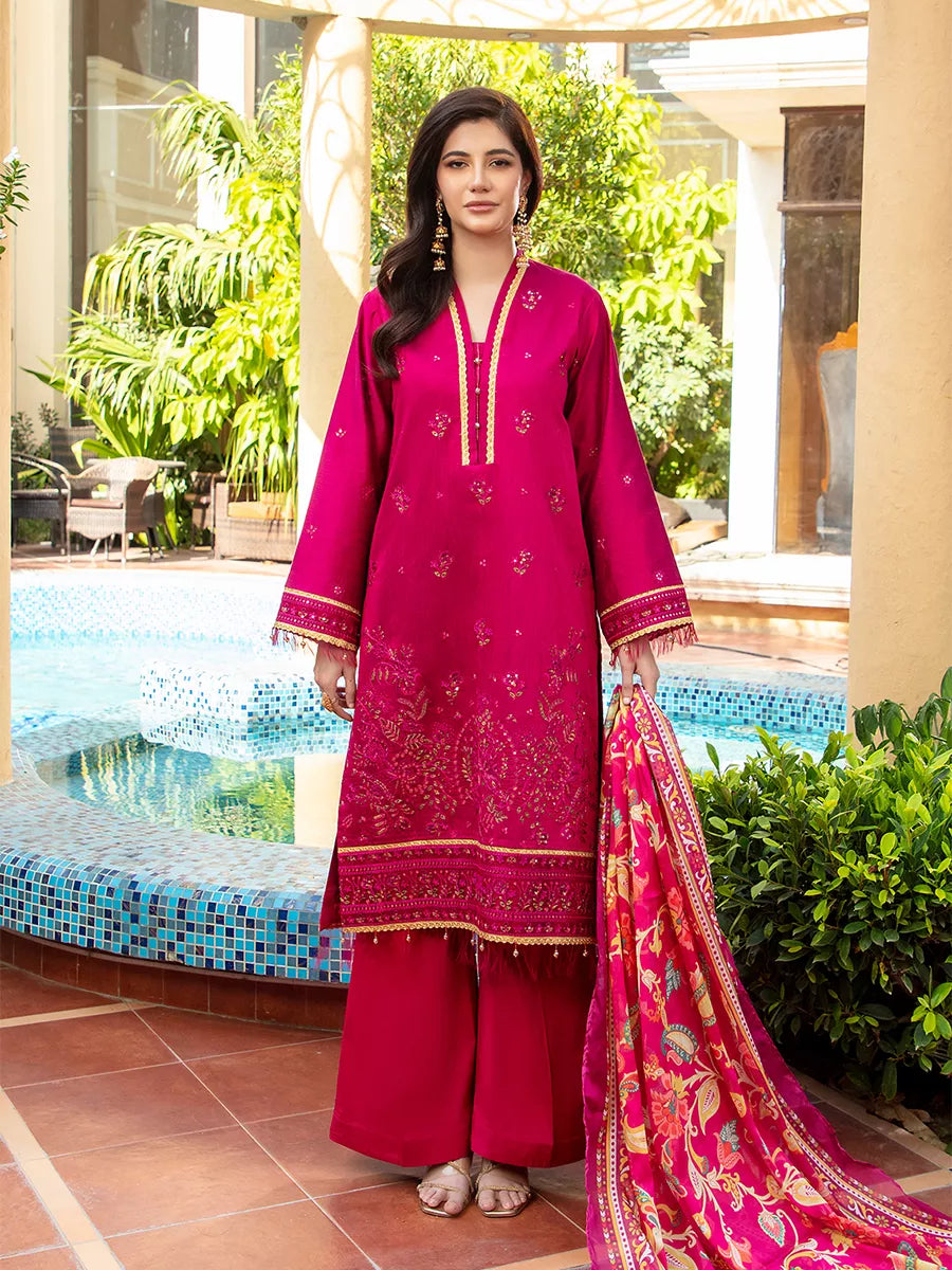 Jashn e Noor by Salitex Unstitched Embroidered 3 Piece Net SUNW7JI091 - Summer Collection