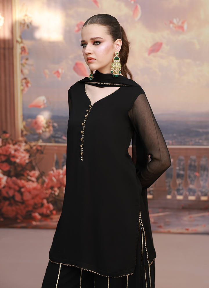 Golden Hour by Ripret RTW Embroidered Chiffon 3 Piece Suit Mystic Dusk RP-2601-F01 - Festive Collection