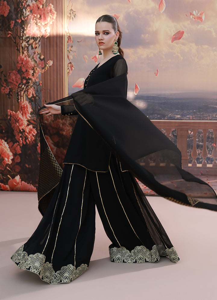 Golden Hour by Ripret RTW Embroidered Chiffon 3 Piece Suit Mystic Dusk RP-2601-F01 - Festive Collection