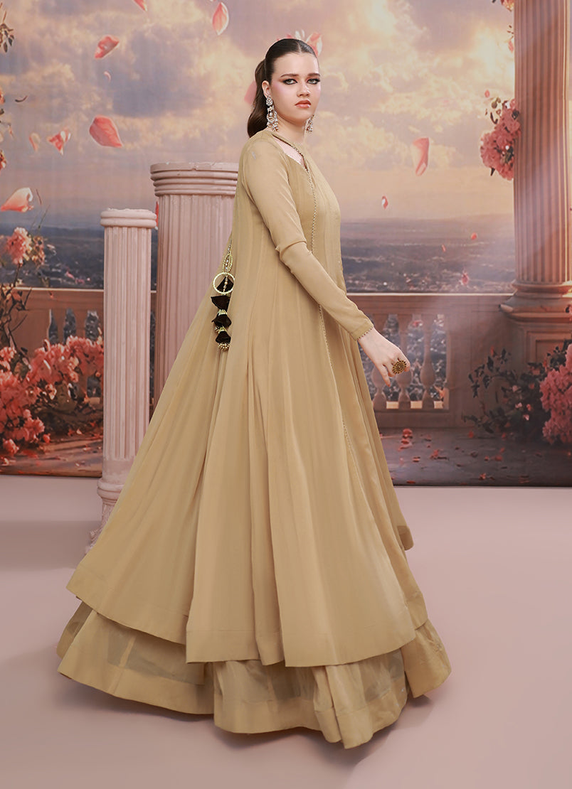 Golden Hour by Ripret RTW Embroidered Chiffon 2 Piece Suit Amber Sands RP-2601-F09 - Festive Collection