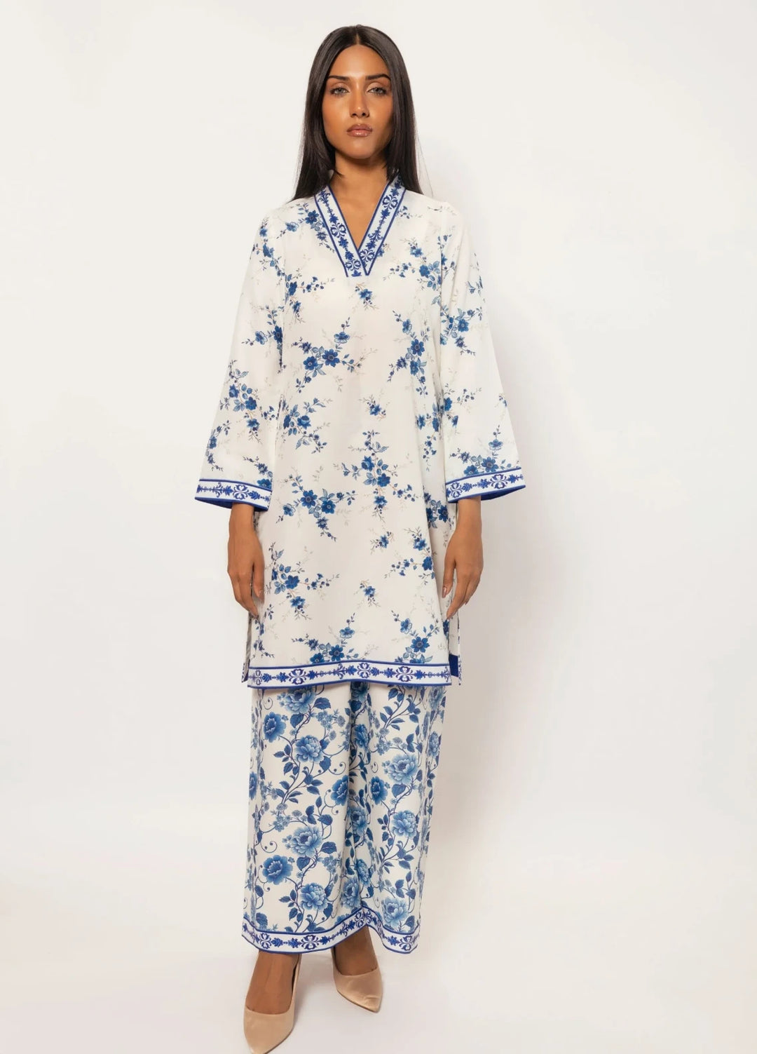 Ella Women RTW Embroidered Silk 2 Piece Suit Ceramic Path Eid Collection