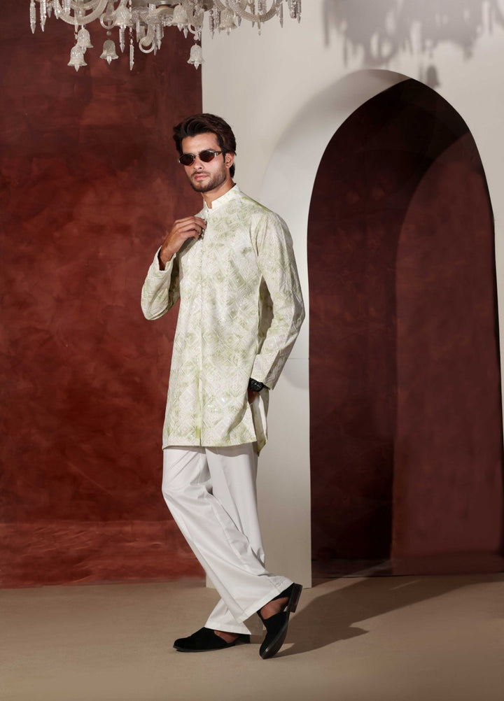 Rangari by Edge Republic Men RTW Embroidered Blended Cotton 2 Pcs Green CK 769 - Festive Collection