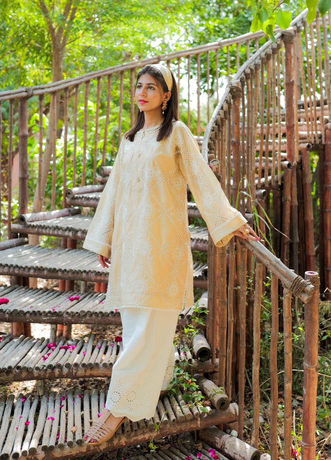 Lamha by Eman Butt RTW Embriodered Chikankari Cotton 2 Piece Mitti - Summer Collection