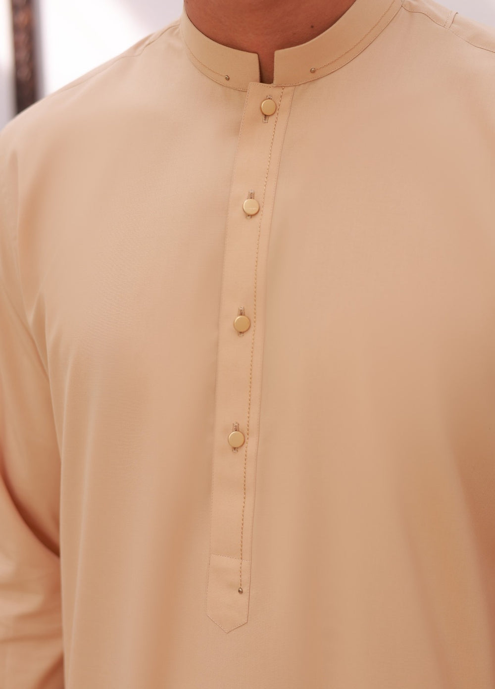 Khuzaim by Nomi Nisar Men RTW Wash N Wear Cream Kurta Pajama - Summer Collection