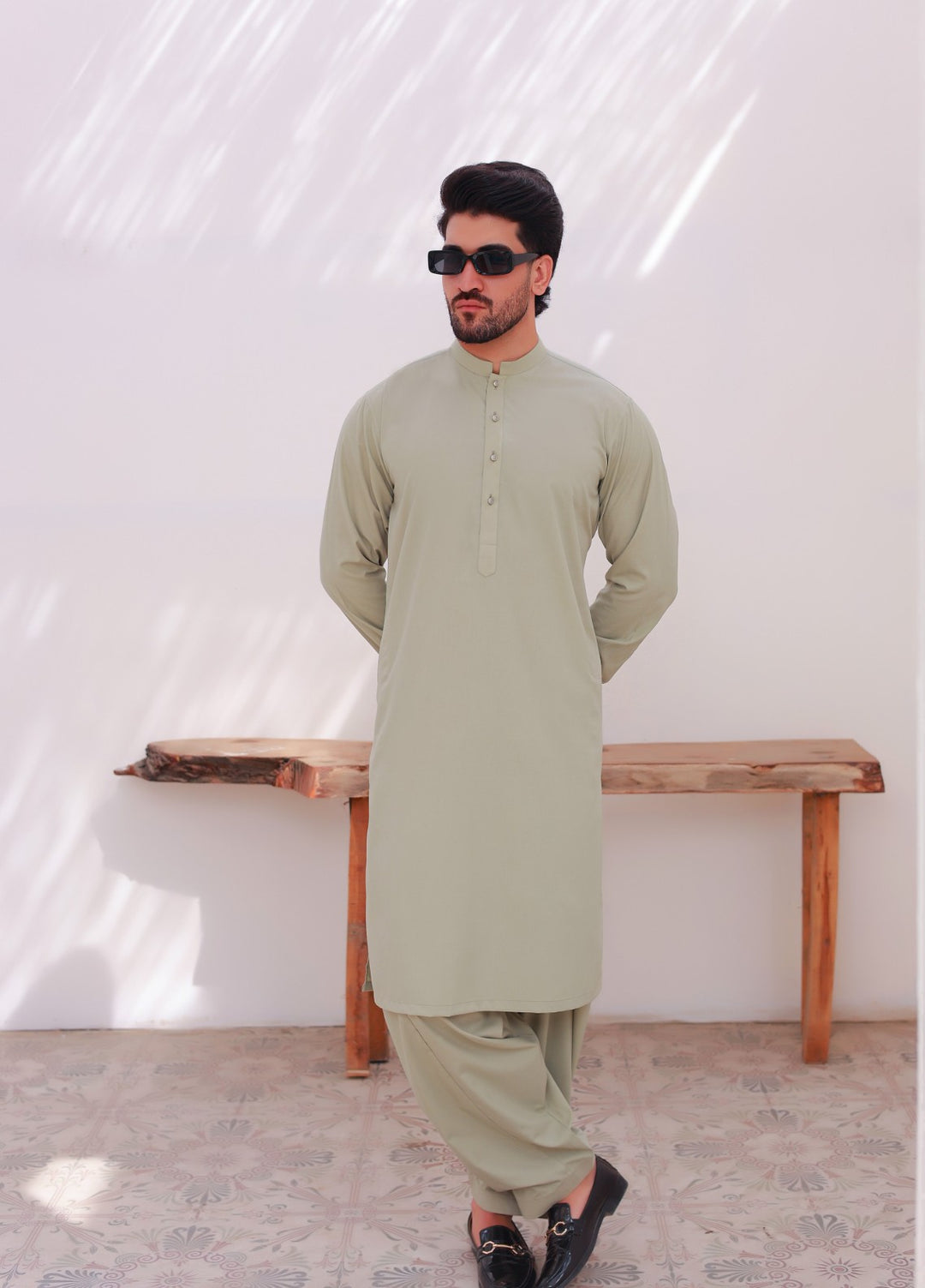 Khuzaim by Nomi Nisar Men RTW Wash N Wear Pista Kameez Shalwar - Summer Collection