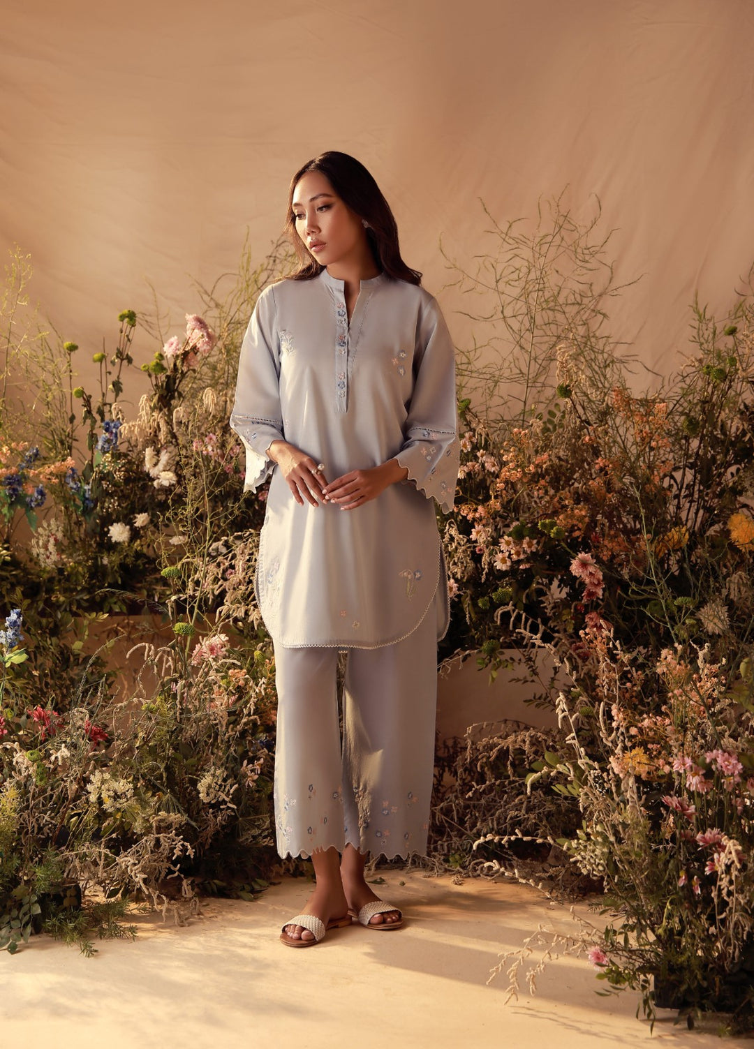 Sahar Women Embroidered Cambric 2 Piece Suit Bluebell - Casual Collection