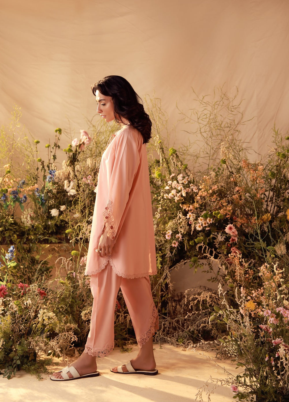 Sahar Women Embroidered Cambric 2 Piece Suit Coral - Casual Collection