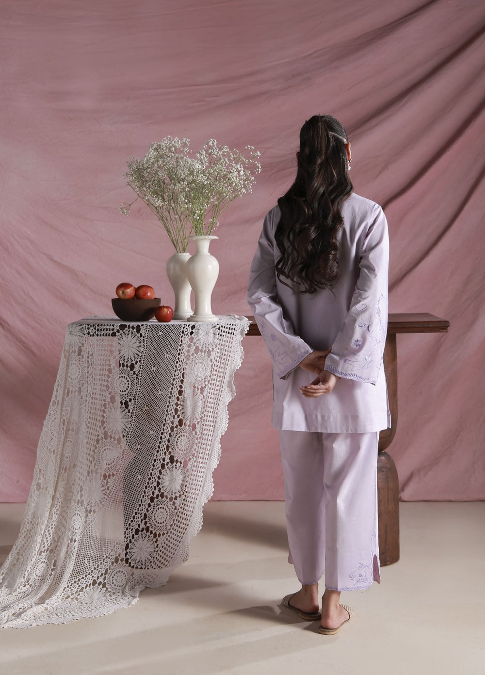 Sahar Women Embroidered Dobby 2 Piece Suit Soft Pearl - Casual Collection