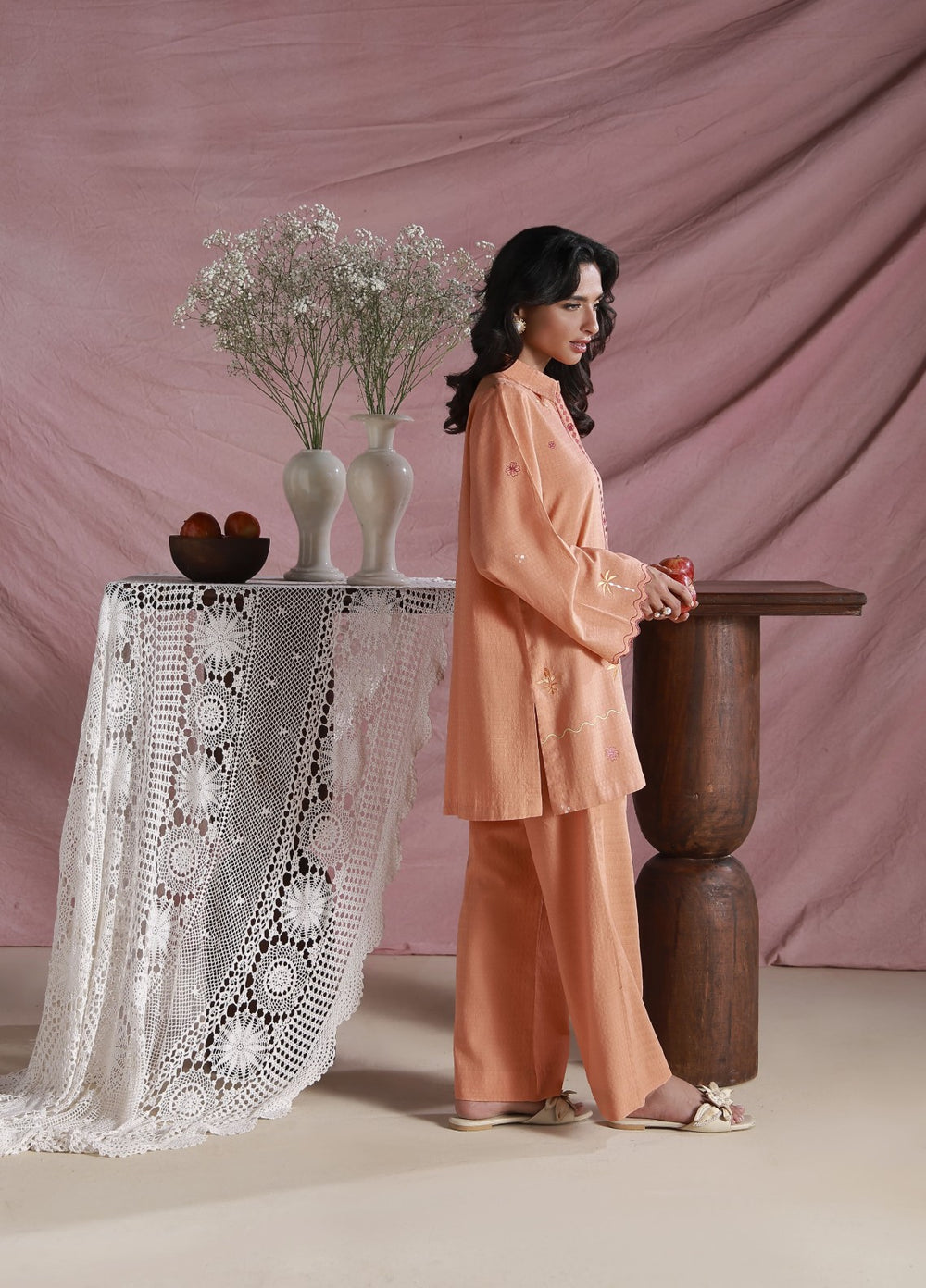 Sahar Women Embroidered Dobby 2 Piece Suit Citrus Bloom - Casual Collection