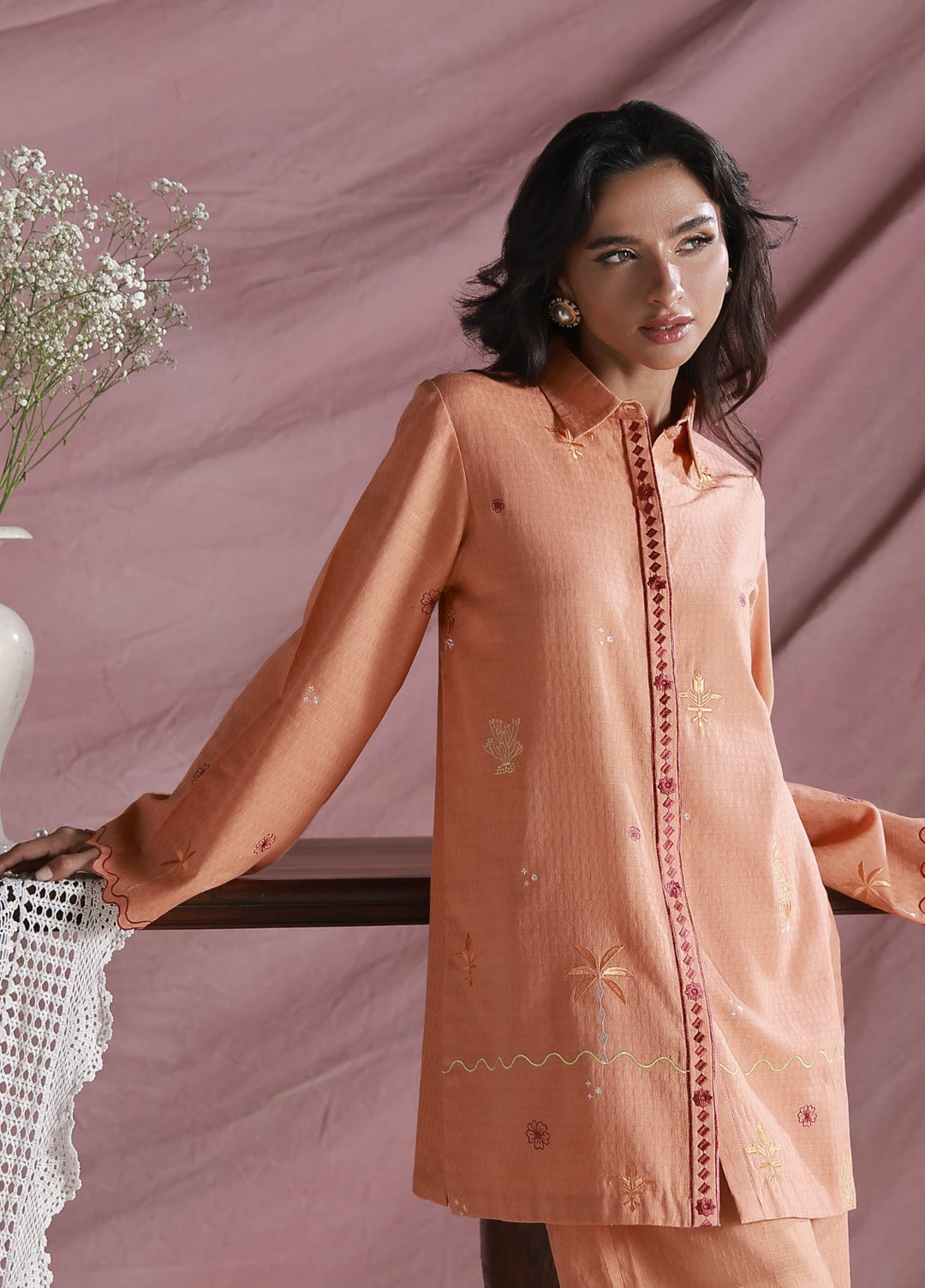 Sahar Women Embroidered Dobby 2 Piece Suit Citrus Bloom - Casual Collection