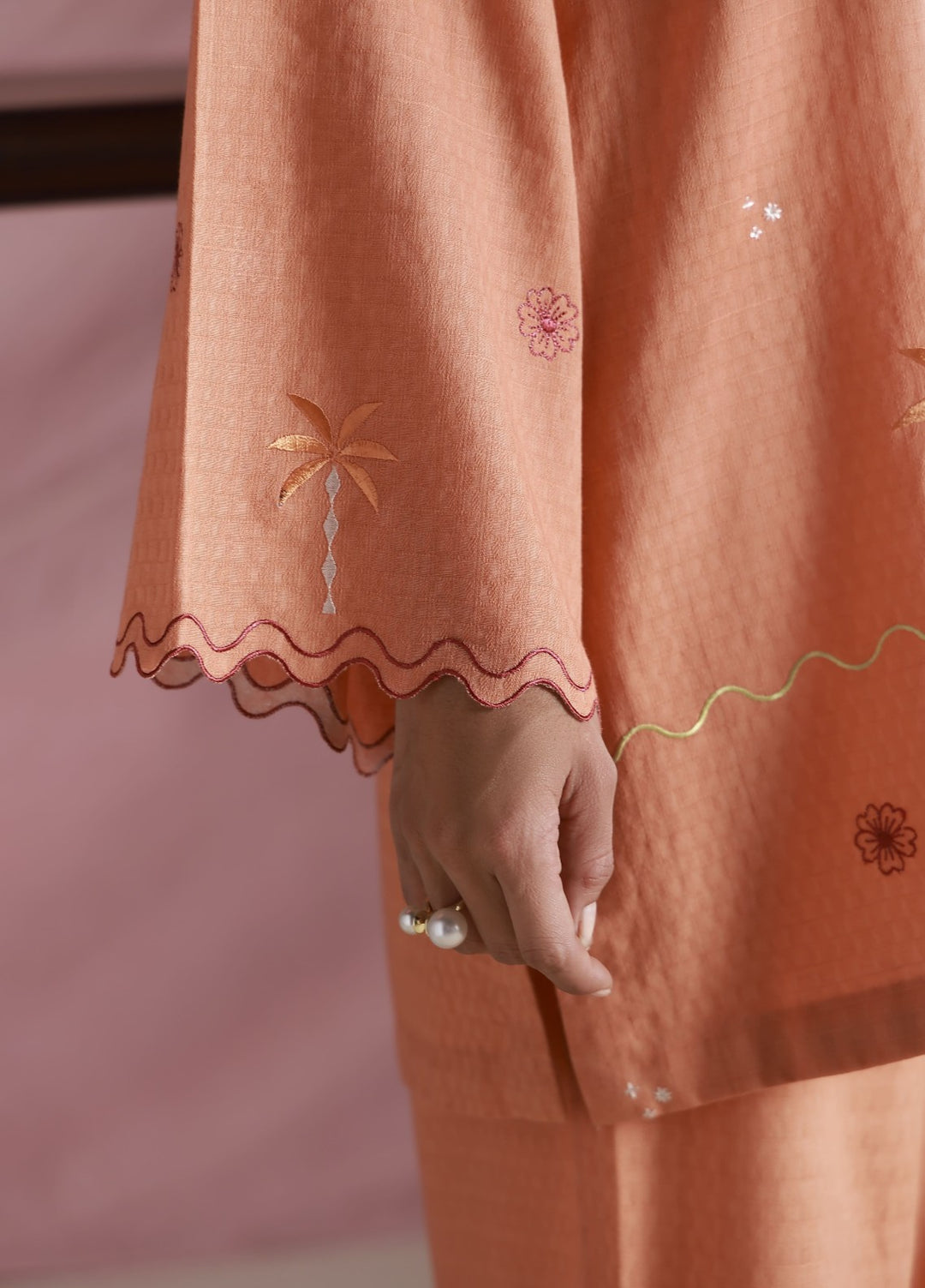 Sahar Women Embroidered Dobby 2 Piece Suit Citrus Bloom - Casual Collection