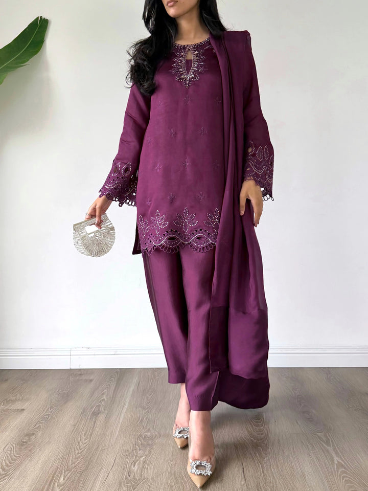 Scherezade Women RTW Embroidered 3 Piece Suit CADBERRY - SCHEREZADE - Festive Collection