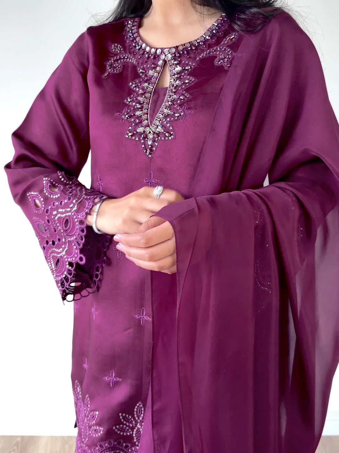 Scherezade Women RTW Embroidered 3 Piece Suit CADBERRY - SCHEREZADE - Festive Collection